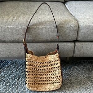 Mango Tan and Brown Woven Shoulder Bag